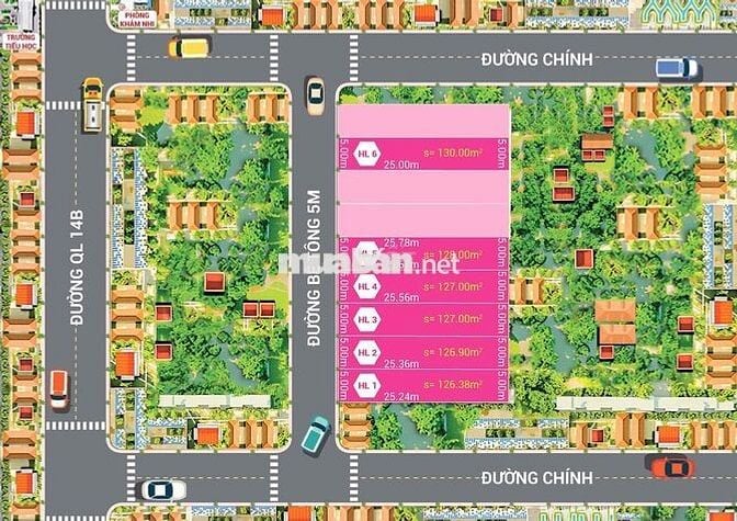 Bán 6 lô đất nền ngay uỷ ban Hoà Vang, nằm sát trục QL14B cách 50m