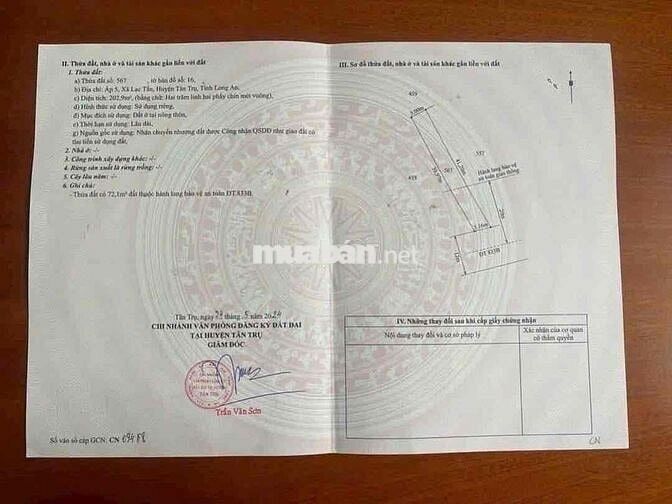 ĐẤT THỔ MẶT TIỀN TỈNH LỘ 833B, CÁCH TPHCM 30km,SÁT VÀNH ĐAI 4