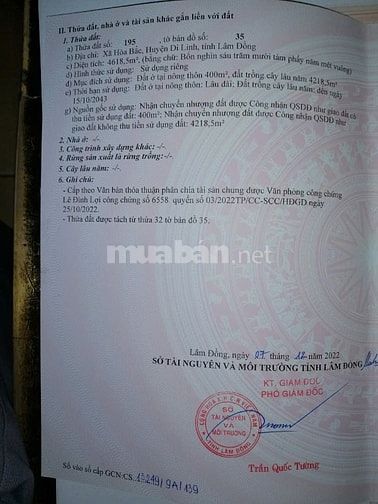 BÁN ĐẤT XÃ HÒA BẮC, HUYỆN DI LINH, TỈNH LÂM ĐỒNG CŨ
