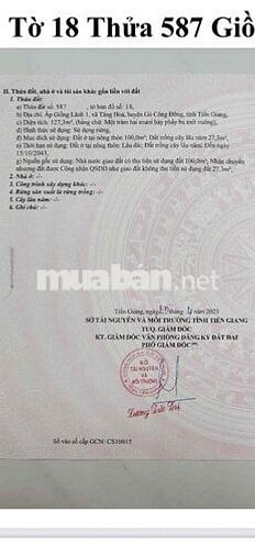 Bán Lô Đất Thổ Cư Xã Tăng Hoà huyện Gò Công Đông Tỉnh Tiền Giang