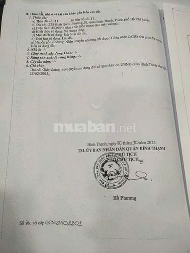 CHÍNH CHỦ 228 BÌNH QƯỚI P28 BÌNH THẠNH