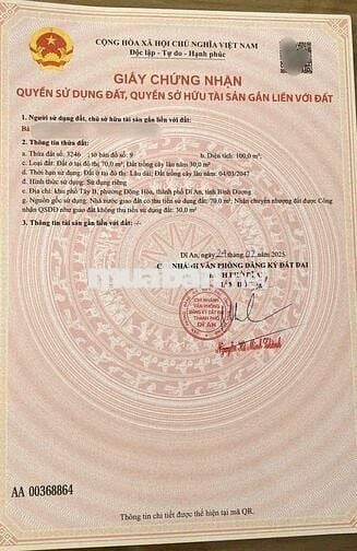 bán lô dât  đông hoà  gần siêu thị go bigc dt 100m2