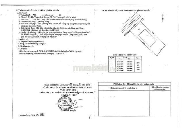 CHÍNH CHỦ BÁN LÔ ĐẤT DIỆN TÍCH LỚN 598,6m², GIÁ CỰC TỐT, CỦ CHI,TP.HCM