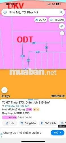 Bán đất siêu phẩm đg cách mạng tháng tám,p.Phú Mỹ,dt:315m2 giá 5.5ty