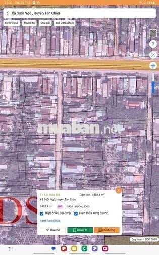 Chínhchủ cần bán đất xãTânHòa,TâyNinh-diệntích 1.488,4m²(400m² thổ cư)