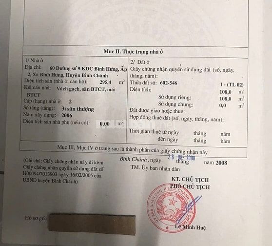 BÁN NHÀ ĐƯỜNG SỐ 9 KDC BÌNH HƯNG - BÌNH CHÁNH