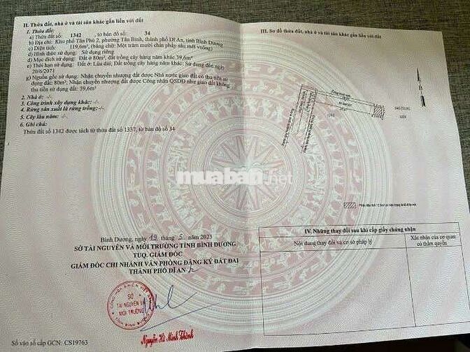 Bán đất + nhà cấp 4 chính chủ, phường Tân Bình, Dĩ An Bình Dương