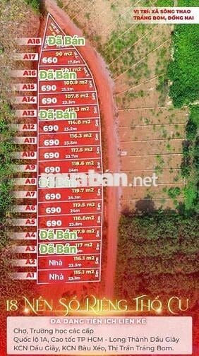 BÁN ĐẤT SÁT CHỢ SÔNG THAO BÀU HÀM 5/6/0TR