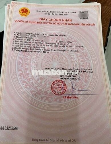 Đất gần trung tâm hành chính Dĩ An phường Dĩ An Tp Dĩ An