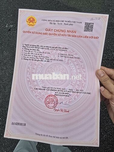 Chính chủ cần bán đất hẻm xe tải ngay Thoại Ngọc Hầu Tân Phú