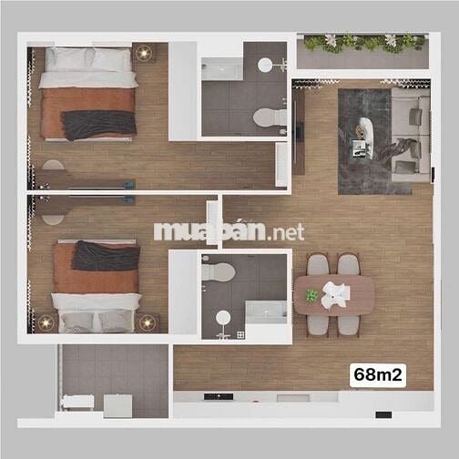 Căn Hộ 68m2 1PN SolRise Nhơn Phú 2
