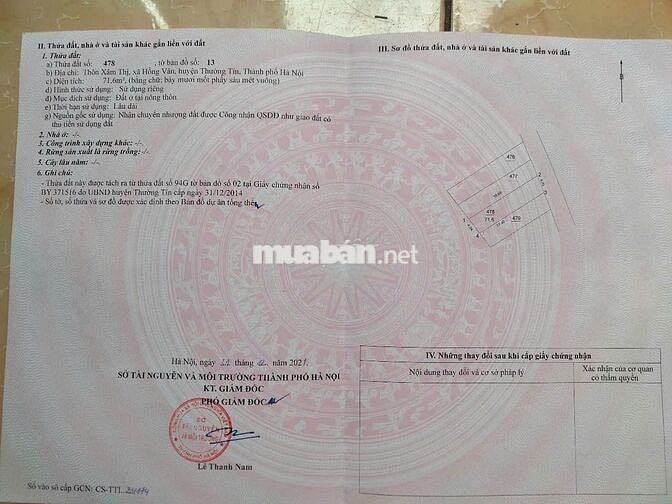 Chính chủ bán đất Hồng Vân Thường Tín ( sát Ninh Sở)
