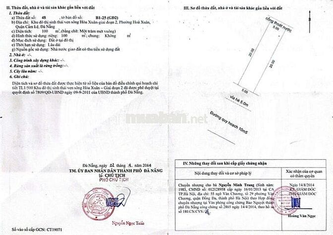 Bán cặp đất tặng kho đường Bùi Trang Chước - Hòa Xuân  Giá: 14,6 tỷ tl