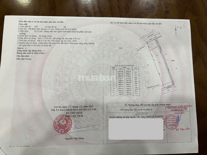 Đất thổ cư mặt tiền Củ Chi 2113m2 -Ngang 21m đường Bình Mỹ - Có xưởng.