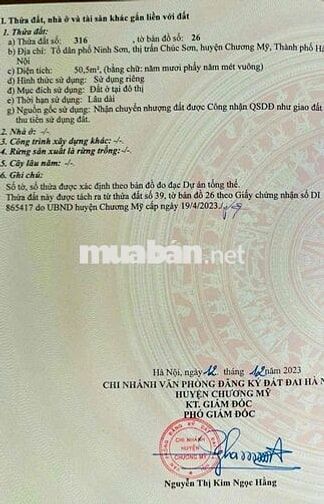 đất thị trấn chúc sơn phường chương mỹ cách quốc lô 6 có 200m