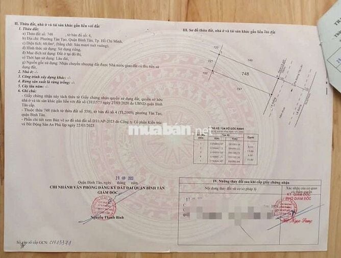 BÁN ĐẤT THỔ CƯ ĐƯỜNG 8M HẺM 55 TÂY LÂN 60M2[4*15] GIÁ 4,55TỶ TL