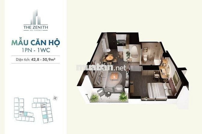Cần bán căn hộ chung cư 1 phòng ngủ dự án THE ZENITH