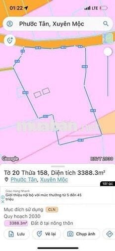 Bán 3400m Hồ Tràm gần trung tâm thị trấn cách biển Hồ Tràm 5km