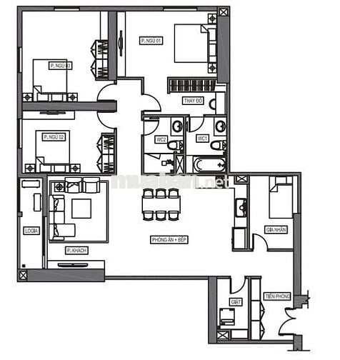 Căn hộ 143m2, 3PN + 1 P. Nhỏ, 2VS, Hà Đông