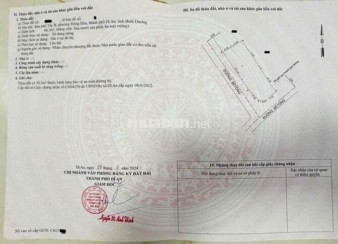 Đất 2 mặt tiền gần BigC Go, phường Đông Hoà, Tp Dĩ An