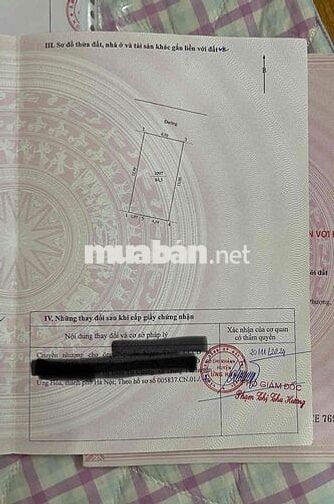 Đất sổ đỏ DT84.5m Đại hùng ứng hoà Hà Nội, chính chủ ko qua trung gian