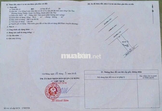 Bán nền 107 & 109 đường D3 Khu Hồng Loan 6A, P. Cái Răng, Tp. Cần Thơ.