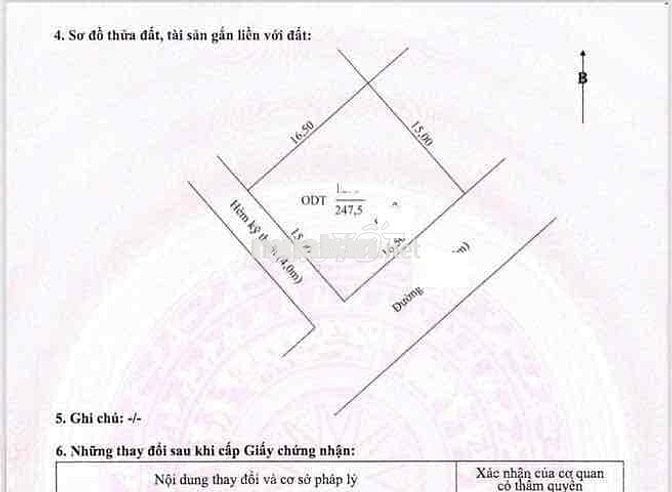 Nền biệt thự 16.5x15 hẻm kỹ thuật 4m đối diện hồ sen giá 9 tyt 9