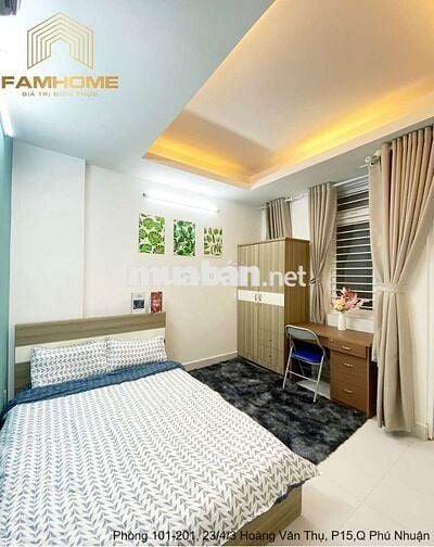CHO THUÊ PHÒNG NGÃ TƯ PHÚ NHUẬN-STUDIO MỚI-FULL NT-BAN CÔNG RỘNG-30M2