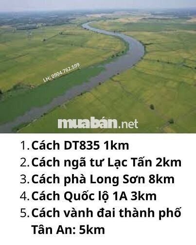 2 ĐẤT THỔ CƯ 186m2 | Cách ĐT835 1km, Ngã tư Lạc Tấn 2km | Quê Mỹ Thạnh