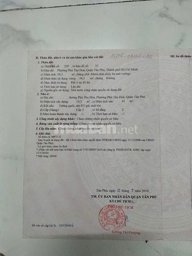 Bán nhà hẻm 2,5m Phú Thọ Hòa, P. Phú Thọ Hòa, Q.Tân Phú - Giá 3,5 tỷ