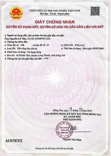 Bán Lô 4.762,4m2 Tại Tổ 17, ấp 1C, Xã Phước Thái, Huyện Long Thành,