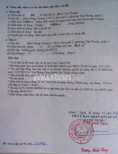 Bán căn hộ Hưng Vượng 2 - Phú Mỹ Hưng