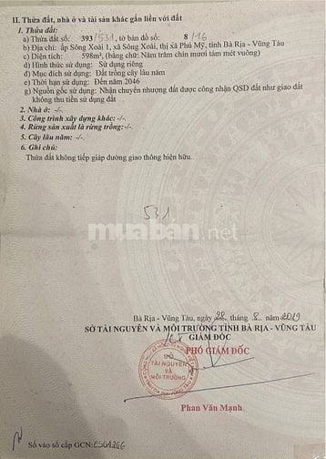 Mua bán đất Sônng Xoài Bà Rịa Vũng Tàu