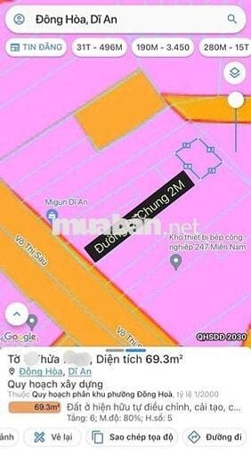 Đất gần BigC GO, P Đông Hòa, Tp Dĩ An.