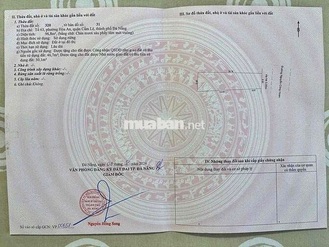 Chính chủ gửi bán lô đất nở hậu Mặt tiền Nguyễn Công Hoan 97m