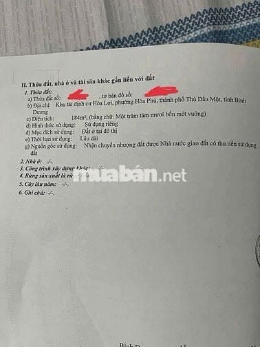 Siêu Phẩm Lô Đất Cực Đẹp, Đường D1, Hòa Phú, TDM, 850tr, 180m2, SHR