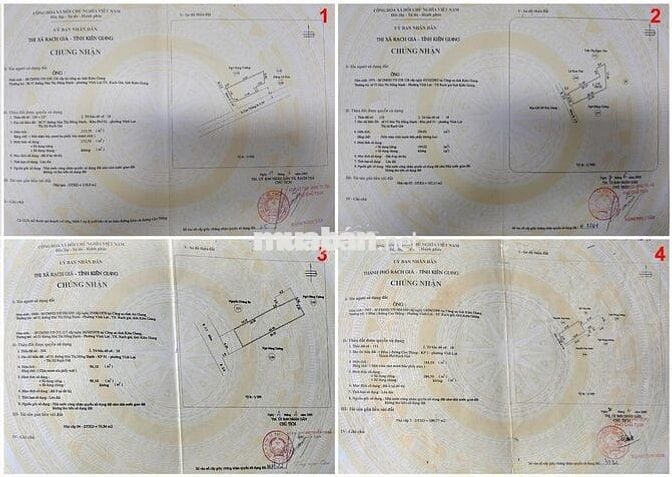 Bán 4 lô đất có nhà trung tâm Rạch Sỏi