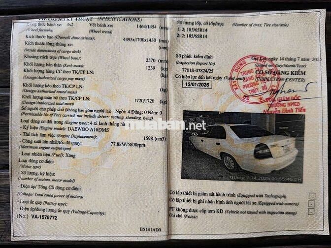 Bán Daewoo Nubira 2003 biển 77 gốc 77 chính chủ