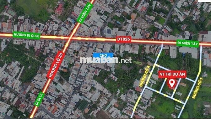 Lô đất đẹp 64m2 , ngay mặt tiền DT826 , Long Hòa , giá chỉ 1.3 tỷ,shr