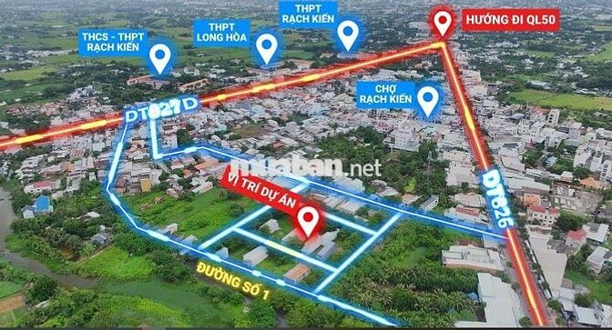 Lô đất đẹp 64m2 , ngay mặt tiền DT826 , Long Hòa , giá chỉ 1.3 tỷ,shr