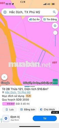 cần bán gấp lô đất 10x50m mặt tiền đường 4m hắc dịch , tp phú mỹ