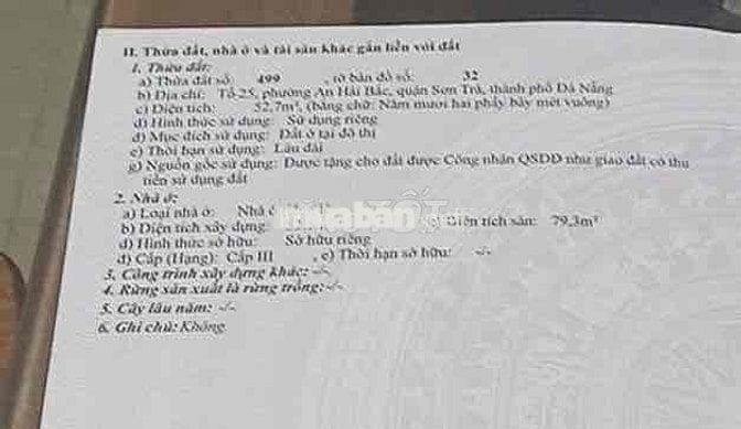 bán nhà kiệt thông ngô quyền và trần hưng đạo. cách cầu sông hàn 100m