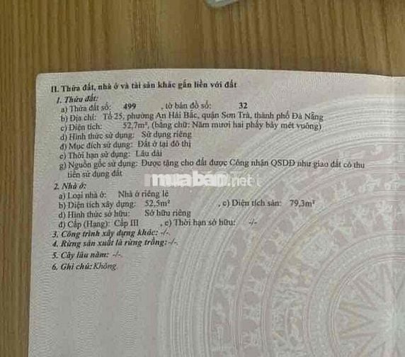 bán nhà kiệt thông ngô quyền và trần hưng đạo. cách cầu sông hàn 100m