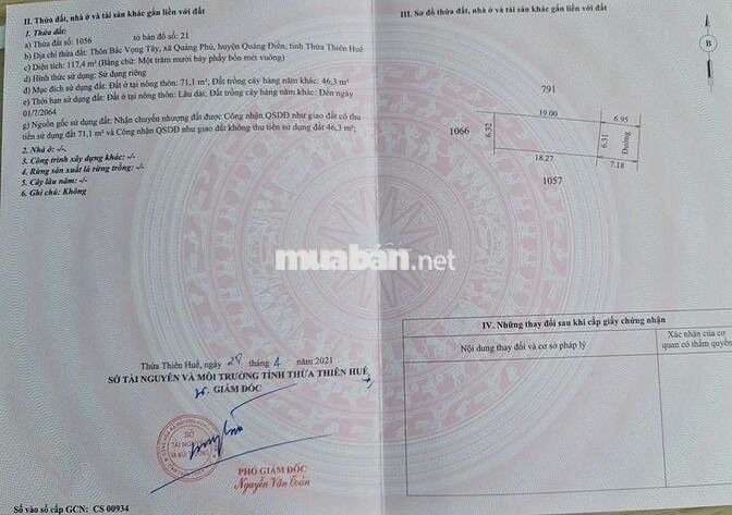 Đất Gần Tứ Hạ Khu Vực Không khí Trong lành