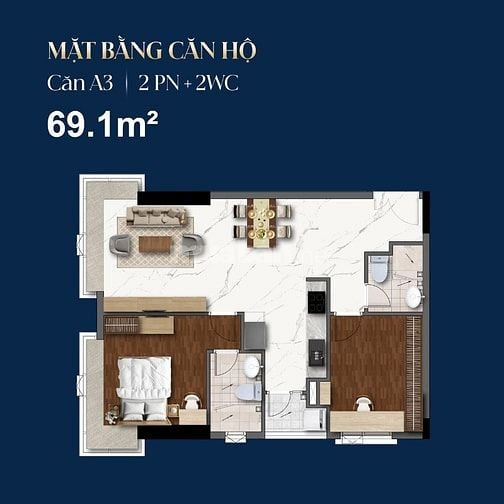 Bán căn hộ chung cư 2PN, 3,8 tỷ, 69m2 tại Terra Luxury, CĐT Khang Nam