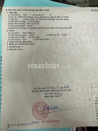 Bán nhà rẻ hẻm xe hơi (5,9x11,5) 499/6/14 Quang Trung p10 Gò Vấp
