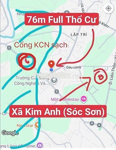 Chỉ 2,0x Tỷ Lôđất ngay Cổng KCN Sạch Kim Anh (SócSơn) 15m ra Đường lớn