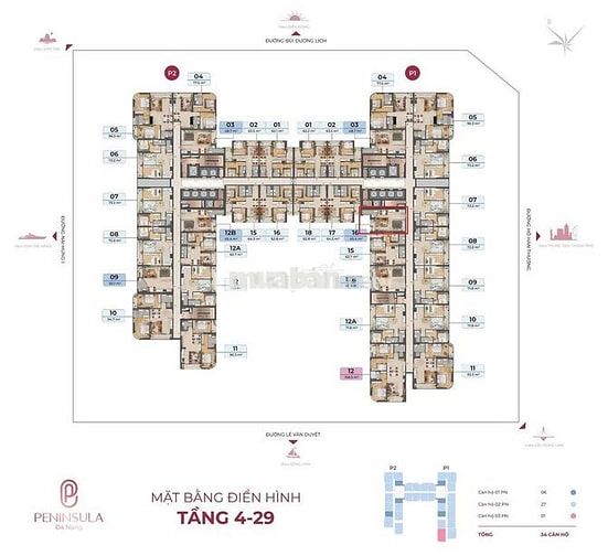 Căn hộ 1 PN nằm ngay vị trí trực diện sông Hàn,dự án Peninsula Đà Nẵng