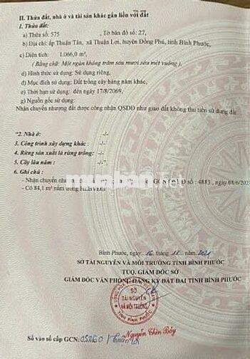 Bán đất xã Thuận Lợi, Huyện Đồng Phú, tỉnh Bình Phước