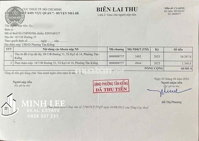Bán nhà Quận 7, Mai Văn Vĩnh – Xây trước 2007 – Sổ nhà, thuế, điện